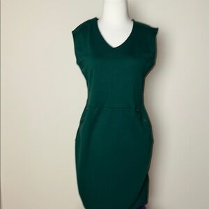 Mossimo Women's Green V-neck Sleeveless Zippered Pockets Dress Size L